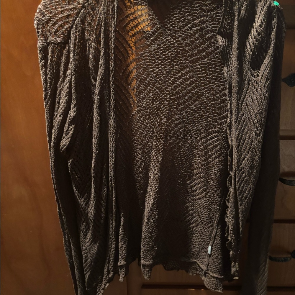 J. Jill Brown Open Knit Cardigan